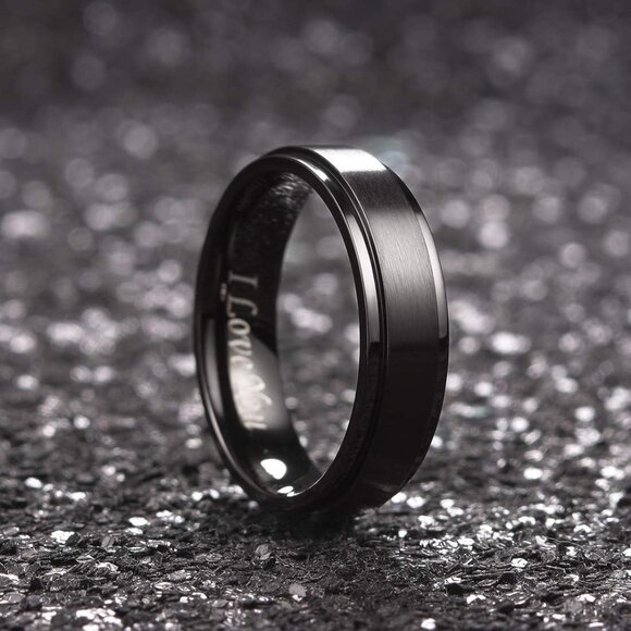 316L Stainless Steel Wedding Ring for Men Women, 2mm-8mm Width Black/Silver/Gold - Picture 3 of 7